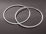 Hoop 1mm/37mm Plain Round Sterling Silver Earrings