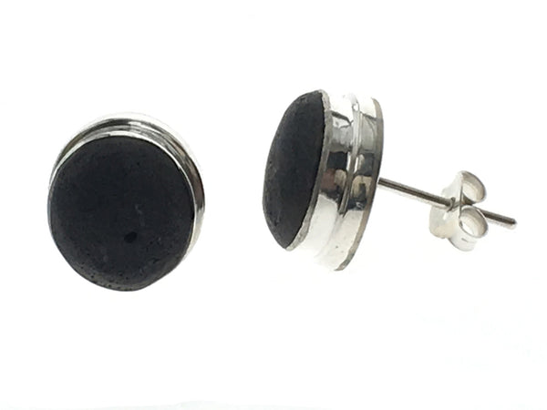 Lava 10mm Sterling Silver Framed Studs - Essentially Silver Jewelry