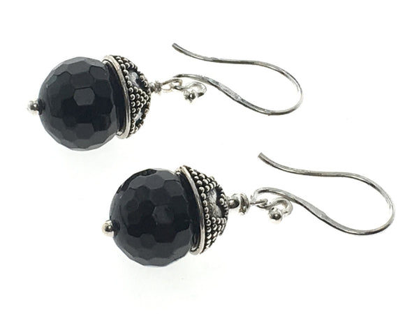 Onyx Ball .925 Sterling Silver Earrings - Essentially Silver Jewelry