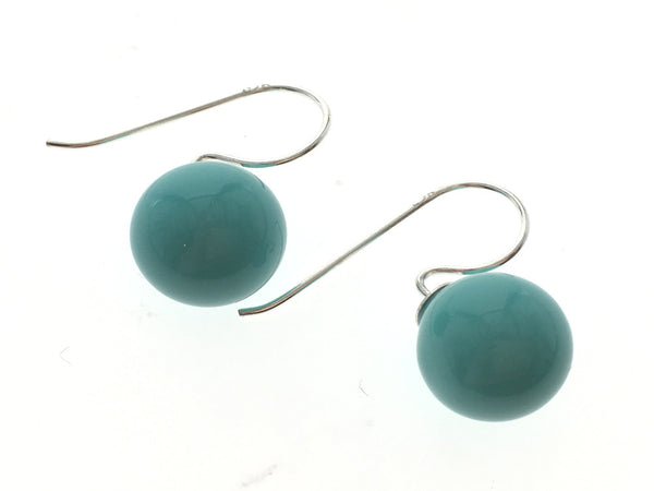 Turquoise Like 10mm Ball Drop Sterling Silver Earrings - Essentially Silver Jewelry