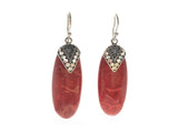 Red Coral Spear .925 Sterling Silver Earrings - Essentially Silver Jewelry