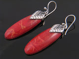 Red Coral Spear .925 Sterling Silver Earrings - Essentially Silver Jewelry