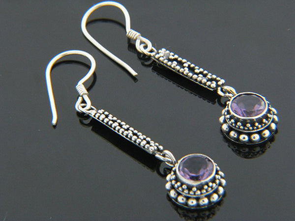 Amethyst Ethnic Sterling Silver Earring - Essentially Silver Jewelry