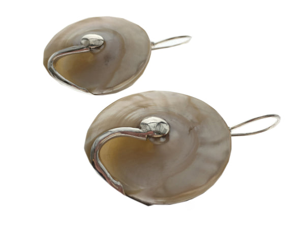 Shell Round .925 Sterling Silver Earrings - Essentially Silver Jewelry