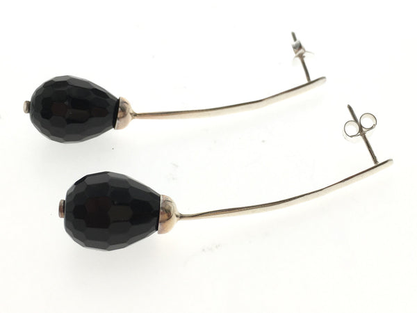Onyx Faceted .925 Sterling Silver Drop Earring