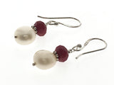 Carnelian & Pearl Drop Sterling Silver Earring - Essentially Silver Jewelry