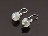 Pale Green Splotched 10mm Ball Sterling Silver Earrings - Essentially Silver Jewelry