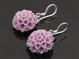 Flower Lilac Plastic .925 Sterling Silver Earring - Essentially Silver Jewelry