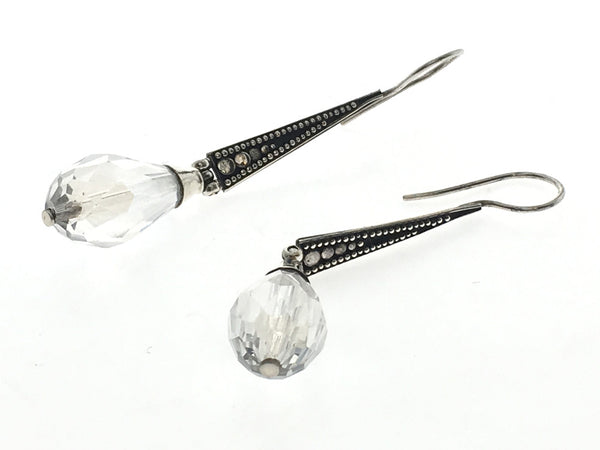 Crystal Faceted .925 sterling silver earring - Essentially Silver Jewelry