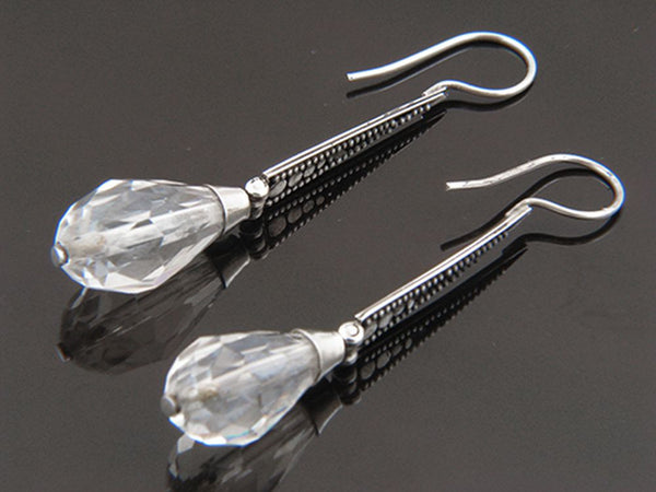 Crystal Faceted .925 sterling silver earring - Essentially Silver Jewelry