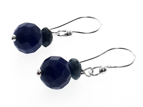 Blue Double Ball .925 Sterling Silver Drop Earring - Essentially Silver Jewelry