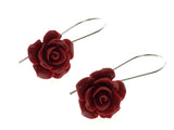 Rose Resin Red Drop .925 Sterling Silver Earring - Essentially Silver Jewelry