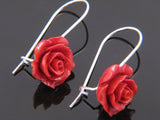 Rose Resin Red Drop .925 Sterling Silver Earring - Essentially Silver Jewelry