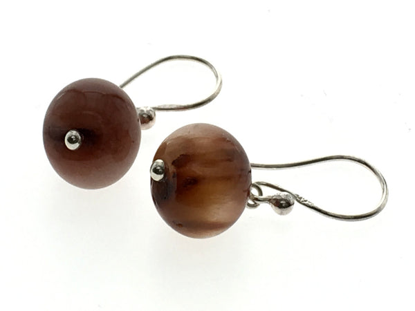 Brown 10mm ball Sterling Silver Drop Earring - Essentially Silver Jewelry