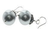 Pearl 14mm Grey Sterling Silver Earrings