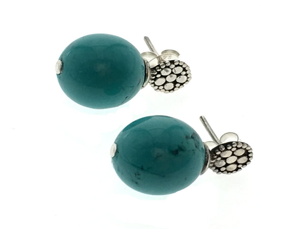 Turquoise Like 12mm Ball Drop .925 Sterling Silver Stud - Essentially Silver Jewelry