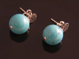 Turquoise Like 12mm Ball Drop .925 Sterling Silver Stud - Essentially Silver Jewelry