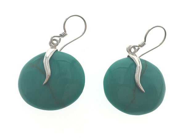 Turquoise Like Round .925 Sterling Silver Earring - Essentially Silver Jewelry