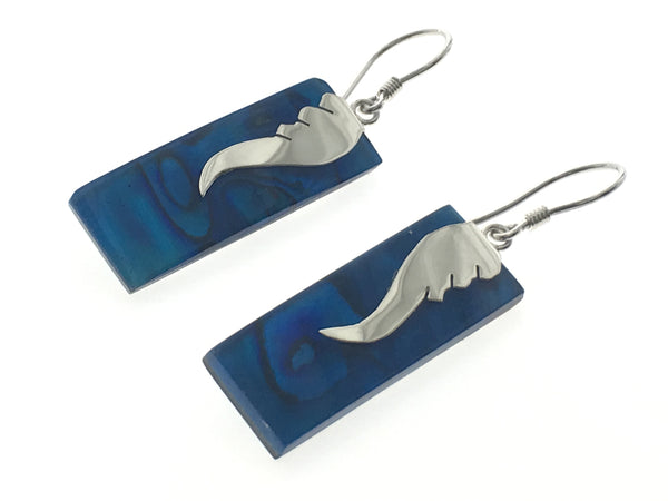 Paua Dyed Blue Sterling Silver Wing Earrings