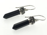 Onyx Double Terminated Point Sterling Silver Earrings