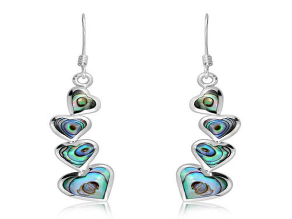 Paua Hearts Sterling Silver Earrings - Essentially Silver Jewelry