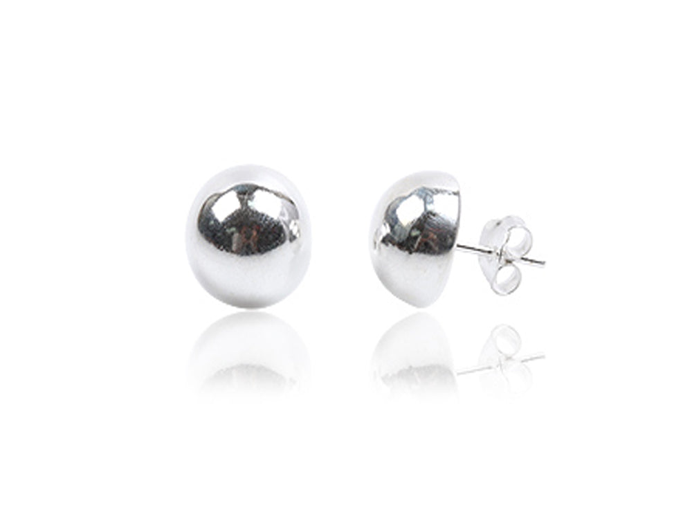 Ball Half 12mm Sterling Silver Earring