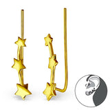 Gold Plated Sterling Silver Stars Ear Cuff Ear Pin