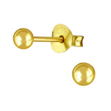 Gold Plated Sterling Silver Ball 3mm Ear Studs