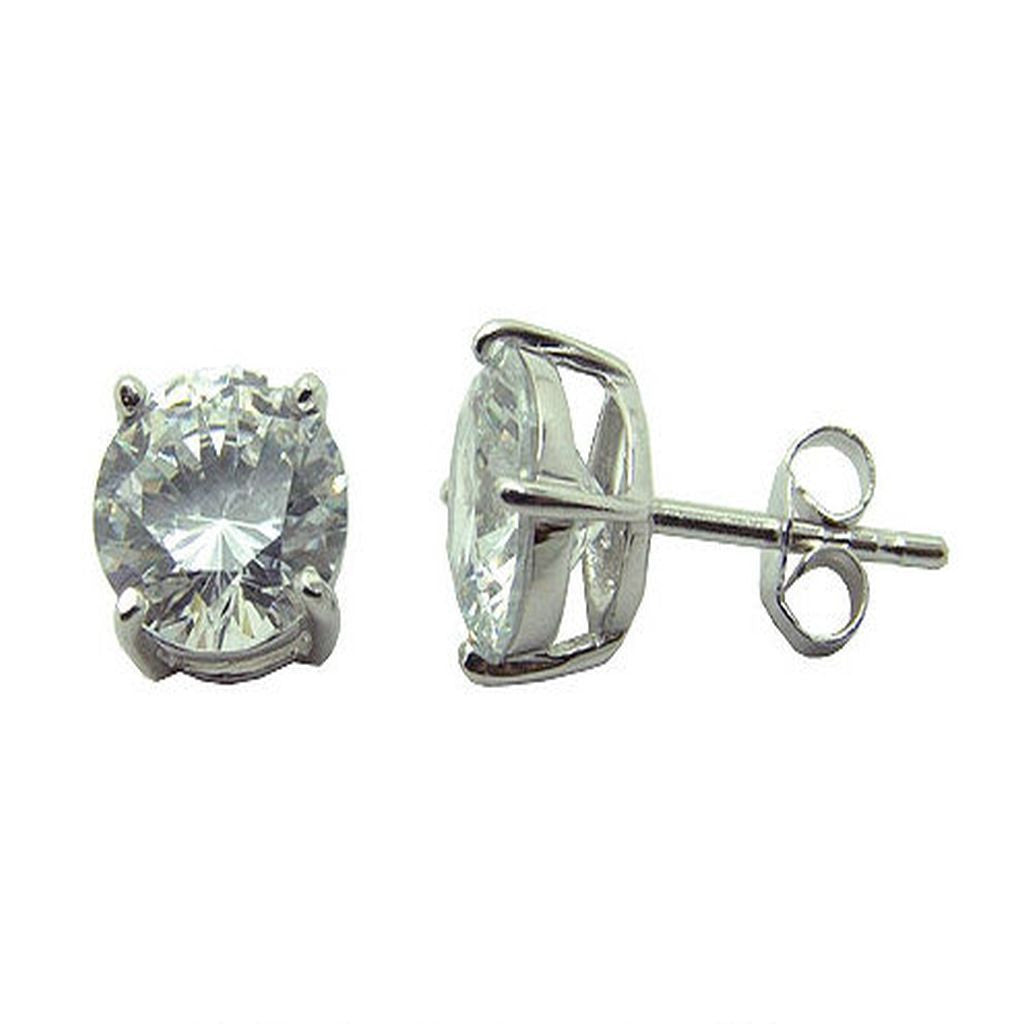 Cubic Zirconia 8mm Sterling Silver Stud - Essentially Silver Jewelry