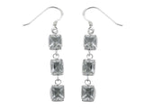 Cubic Zirconia Triple Drop .925 Sterling Silver Earrings - Essentially Silver Jewelry