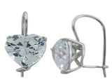 Heart Cubic Zirconia Sterling Silver Drop Earrings