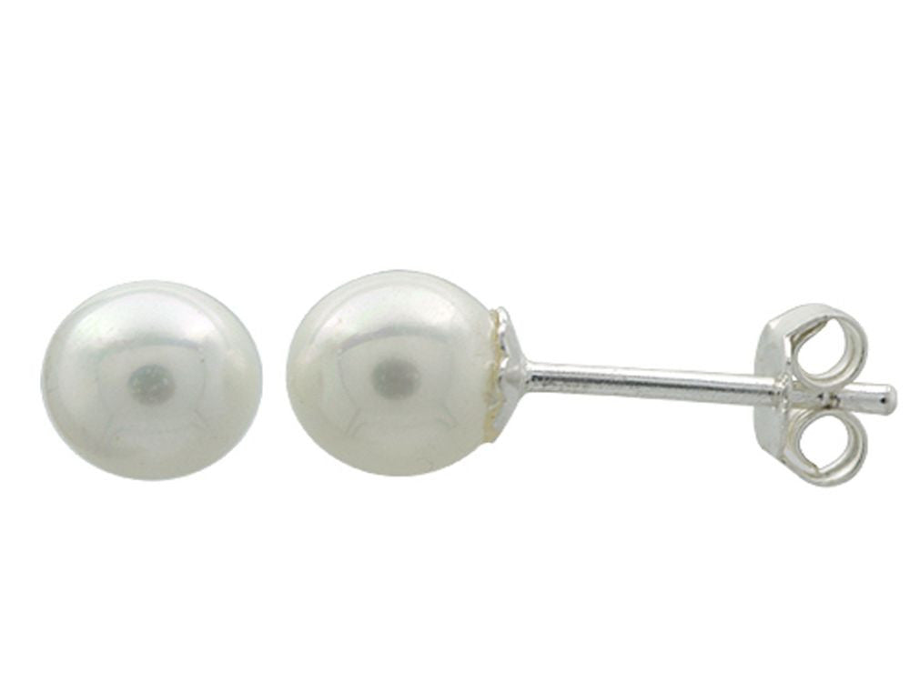 Pearl 6mm Sterling Silver Stud Earrings - Essentially Silver Jewelry