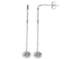 Cubic Zirconia 6mm Ball Chain Drop Earrings - Essentially Silver Jewelry