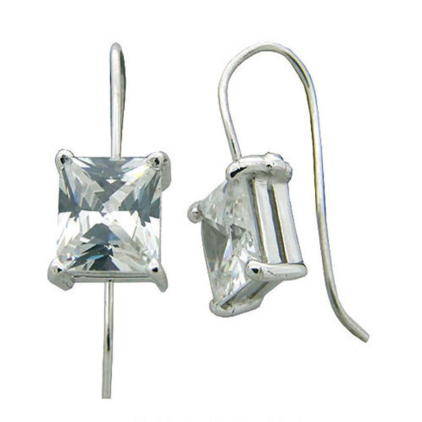 Cubic Zirconia Rectangle Sterling Silver Earring - Essentially Silver Jewelry