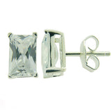 Cubic Zirconia 6mm Rectangle  Sterling Silver Studs - Essentially Silver Jewelry