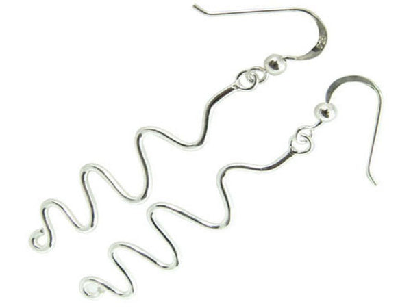Swirl Squiggle Sterling Silver Drop Earrings - Essentially Silver Jewelry