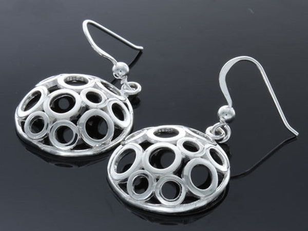 Holed Round Drop Sterling Silver Earring - Essentially Silver Jewelry