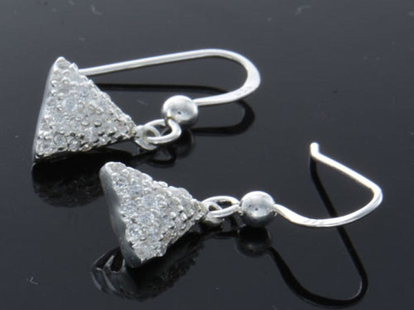 Triangle Cubic Zirconia .925 Sterling Silver Earrings - Essentially Silver Jewelry