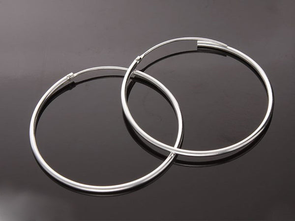 Hoop 2mm Length 55mm Sterling Silver Earrings - Essentially Silver Jewelry