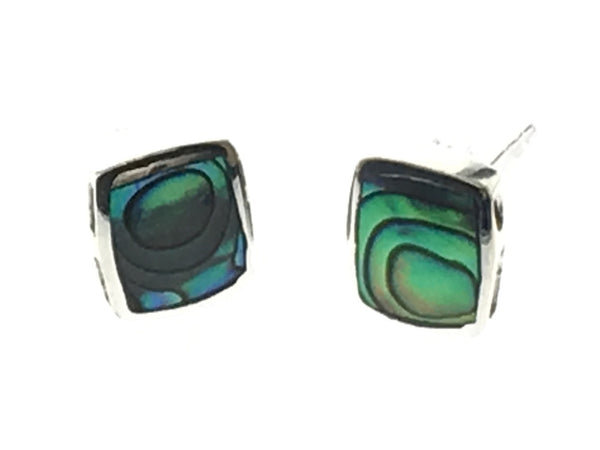 Paua Square 6mm Sterling Silver Earrings - Essentially Silver Jewelry