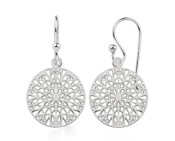 Patterned Round Sterling Silver Earring - Essentially Silver Jewelry