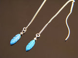 Threader Turquoise Feather Chain Sterling Silver Earring - Essentially Silver Jewelry