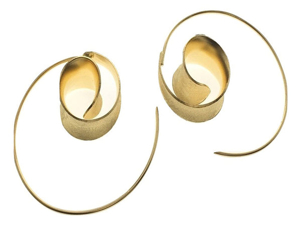 Matte Sterling Silver Gold Plated Spiral Loop Earring