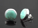 Turquoise Green Round .925 Sterling Silver Studs - Essentially Silver Jewelry