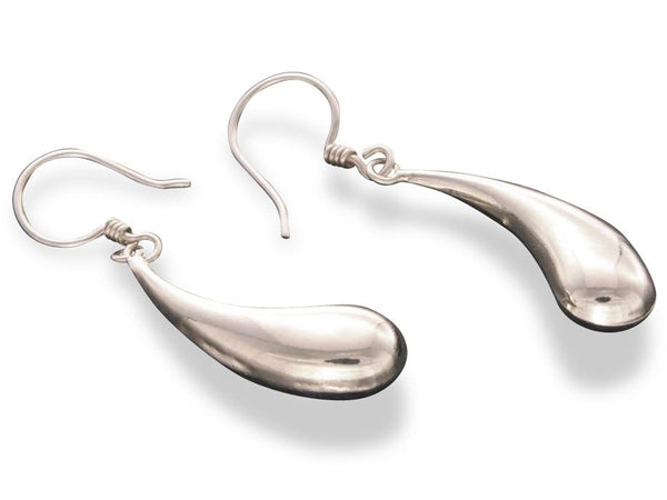 Teardrop Curved Sterling Silver Earrings