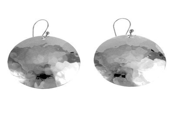 Hammered Round Sterling Silver Earrings