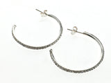 Hoop Crystal 1mm/31mm  Sterling Silver Earrings - Essentially Silver Jewelry