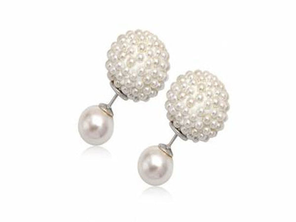 Pearl Double Synthetic Sterling Silver Stud