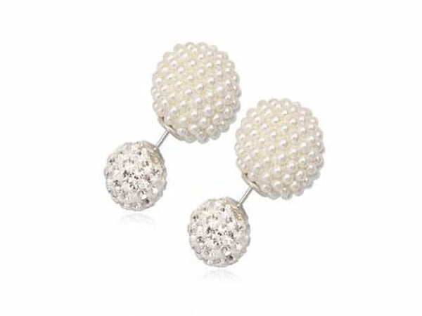 Pearl/Crystal Double Sterling Silver Earrings
