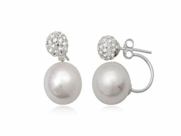 Pearl/Crystal Synthetic .925 Sterling Silver Studs - Essentially Silver Jewelry